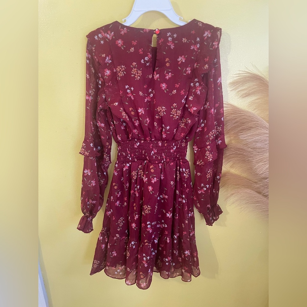 ☀️Floral Burgundy Dress-Trende Girl - Picture 5 of 5